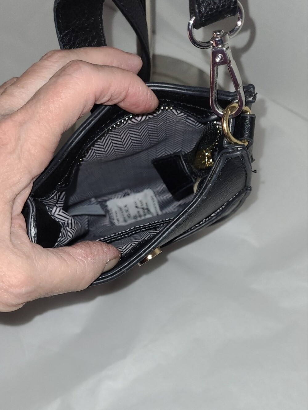 Black Crossbody Phone Bag with Detachable Strap - Picture 2 of 8